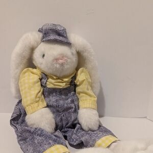 Adorable Plush Bunny in Yellow and Blue Outfit